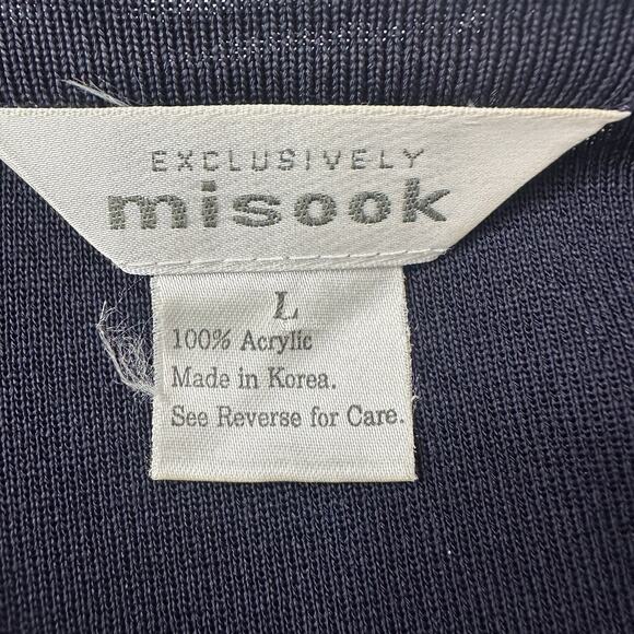 Misook Cardigan Sweater Womens Large Blue Navy Open Slinky Career Church Jacket - Picture 5 of 10